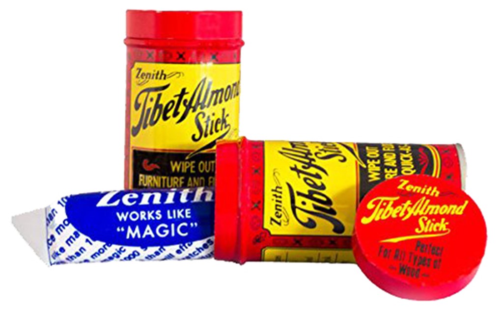 VTG Zenith Tibet Almond Stick Scratch Remover Advertising Tin Full Wax USA!  🇺🇸