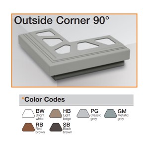 Schluter-BARA-RW is a stainless steel or color-coated aluminum, L-shaped edging profile for balconies and terraces. The profile provides a neat edge appearance while concealing and protecting the exposed edges of the setting bed against weathering and corrosion. BARA-RW is suitable for the renovation of balconies and terraces where a tile covering is to be installed onto an existing substrate using the thin-bed method. The profile is solidly embedded into the thin-set mortar and integrated into the bonded waterproof layer.