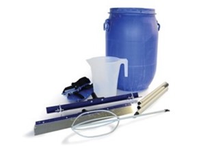 Self Leveling Tool Kit Simplify your Bostik smart adhesive installation with the proper tools. This installation kit includes the following items:Mixing barrel Mixing paddleMeasuring pitcher 3 piece aluminum handle24&quot; gauge rake head Finishing smootherSpiked sandals