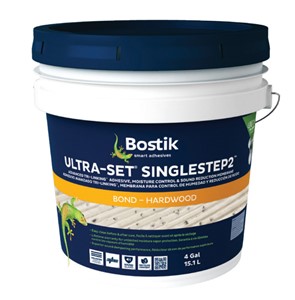 Ultra-Set&#174; SingleStep2™ is a high performance adhesive, moisture control, and sound reduction membrane all in one. Bostik’s breakthrough AXIOS&#174; Tri-Linking™ Polymer Technology used in this formulation maintains the superior long term durability, moisture control and sound abatement properties of high end urethane adhesives.