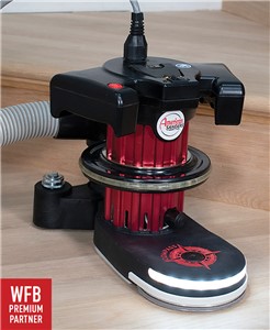 The Compass provides aggressive sanding performance in a uniquely versatile package. The rotating handle, balancing wheel and bottom slip plate deliver unmatched control while sanding stair risers and treads. For floor edging, the low-profile nose, light weight, and premium work light offer high efficiency with reduced operator fatigue.