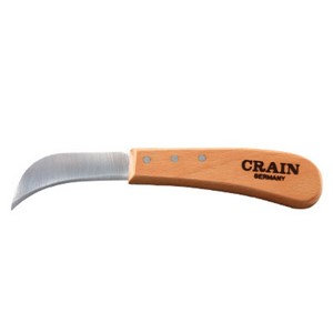 Our best resharpenable carpet knife features a long 3&quot; blade with greater thickness for rigidity and durability. The gentle hook of the blade forms a sharp point at the end that does the cutting. After sharpening, the superior German steel alloy holds its edge long after others would be dulled. The wood handle is contoured for comfortable grip, and is riveted solidly to the blade.