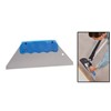 The notched carpet spreader is made from flexible steel. It can be used to press and hold the carpet in the gully at the tack strip while the stretch is released. This causes the carpet&#39;s backing to set better on the pins of the tack strip. The blade of this spreader is flexible enough that it can also be used in tight spaces as a glue spreading trowel. Notches are&#160;1/16&#160;inch x&#160;1/16&#160;inch &quot;U&quot;-type. The blue plastic handle is ergonomically contoured. Blade width: 12 inches. Net weight: 8 oz.