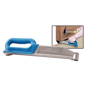 This long-nosed hammering tool extends beneath toe-spaces and other low clearance areas to drive tack strip nails and other nails into the subfloor. The hammering tip is magnetized to temporarily hold a nail in position. The forged alloy steel body includes a bonded rubber-like handle that reduces impact vibration from the hammer being transmitted to the hand and wrist. Net weight: 5 lbs.