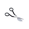 These duckbill nap shears have offset handles with smaller one inch loops for precision control. The offset handles are easily held parallel with the floor for trimming off the tops of carpet tufts. The flat duckbill rides on top of the carpet to position the top blade at the proper height. Handles are vinyl-coated for ease of grip.