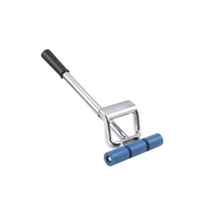 This hand roller for vinyl includes three rubber rollers with just the right hardness to produce pressure on the vinyl without scratching and scuffing. The three rollers roll a 7 1/2&quot; wide section of vinyl on each pass. The axle and fasteners are recessed within the outer sections to allow the tool to work close to the wall. The raised aluminum handle has a large flat section for applying palm pressure. The twist-lock tube assembly adjusts handle length from 17&quot; minimum to 27&quot; maximum. Net weight: 3 lbs.