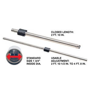 Adjust your stretcher poles in a flash with our Auto-Lok Tube! Just push back on your tubes to extend, push buttons and pull back to shorten. A proven time saver! Adds up to 4 feet 8 inches of length to your stretcher in convenient 1 1/2&quot; inch increments. Works with other Junior Power Stretchers with standard size poles. Closed length: 2 foot 10 inches. Range of useful length adjustment: 2 foot 10 1/2&quot; inches to 4 foot 8 inches.
