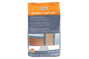 Schluter FAST-SET is a specialized, fast-setting modified thin-set mortar for use as a bond coat within tile assemblies that is optimized for use with Schluter membranes and boards. Schluter FAST-SET is smooth and creamy, as well as easy to handle and spread. It is sag-resistant and ideal for setting tile on both horizontal and vertical surfaces. Schluter FAST-SET is suitable for use with ceramic, porcelain, and stone tile, including large and heavy tile, in conjunction with Schluter-Systems uncoupling and waterproofing membranes (e.g., DITRA, DITRA-HEAT, KERDI, etc.), the Schluter-Shower System, and KERDI-BOARD. Schluter FAST-SET can be used in both interior and exterior systems and is available in both grey and white.
