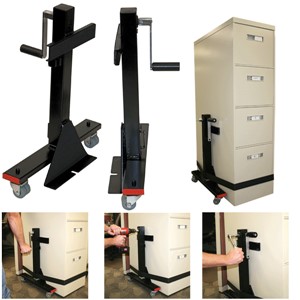 The Lift-N-Move has four 2&quot; dual wheel ball bearing nonmarking swivel casters for better weight distribution and easier rolling. Also, the stem-type casters can be easily removed to allow use in lifting modular furniture panels. Units are 22-1/4&quot; wide x 26&quot; high, and have all steel welded construction with foam rubber guards to protect the item being moved. Lifting action can be accomplished with the supplied handles or by using a customer supplied power drill or wrench. Lifting Lip measures 2&quot; Deep by 12&quot; Wide.