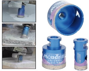 This Montolit Diamond Core Bit is made in Italy with high quality diamond construction ensuring the Bit will quickly dry drill many holes (40 - 60) in the hardest porcelain, ceramic and natural stone (granite, marble, slate and limestone) tile. Bit is designed to mount to a standard angle grinder 5/8&quot; / 11 standard thread without the use of an adapter (recommended 11,000 rpm). Average drill time of 20 seconds per hole!
