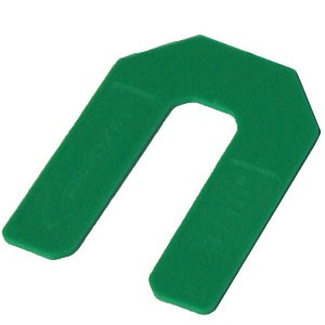 These hard plastic Horseshoe Tile Spacers are precision injection molded for accurate, evenly spaced grout joints. They are suitable for use with all types of tile installations regardless of tile thickness or tile layout pattern. The large horseshoe design makes them easy to grasp for placing and removing. The solid construction of these spacers means they won&#39;t crush or compress even in vertical installations of heavy, large format tiles. Being solid also means that mortar will not load up in these spacers that can occur with hollow backed spacers. The non-tapered design assures these spacers stay in place and won&#39;t be pushed out of wall tile installations. These durable spacers can be reused many times and are color coded for easy size identification. Made in the U.S.A. with recycled plastic.