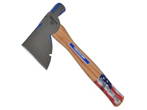The SH2 is a 22-ounce standard half hatchet with a 3-1/2” cut. Forged from American made high carbon steel with a polished head and rust-resistant powder coat finish. Hatchet features a classic hickory hardwood handle. An exceptional tool for carpet installation work. Use to quickly chop tackless strip to size, tuck carpet, and hammer brads or nails. Made in USA.
