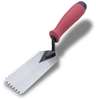 Contractor-grade QLT Notched Margin Trowels easily scoop and spread material in tight areas. This tool has a blade size of 5&quot; x 2&quot; and comes with a soft grip handle. Choose between the Square or V-Shaped notches for your flooring and tiling needs.