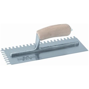 The MARSHALLTOWN Standard Notched Trowels are the best Tile Trowel for any professional tiler. These versatile Notched Trowels can be used to complete any and all types of tiling, from the simplest floor tiling, walls tiling, or kitchen backsplash to the most intricate mosaic work. Each of our 11&quot; x 4-1/2&quot; Notched Trowels have an aluminum alloy mounting riveted into a tempered steel blade for durable flexibility.