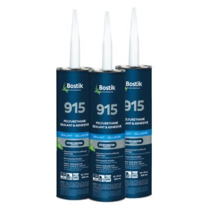 Bostik 915FS is a one-component, smooth fast setting polyurethane sealant/adhesive capable of dynamic joint movement totaling 70% of original joint geometry (&#177;35%). The sealant cures to a tough, flexible rubber when exposed to moisture present in the atmosphere. Bostik 915FS has physical properties that will remain relatively stable over time and in varying weather conditions. Its physical properties are relatively unchanged over a wide temperature range, -40&#176;F to 150&#176;F (-40&#176;C to 66&#176;C).