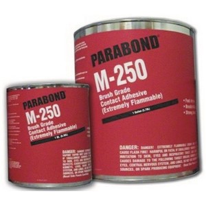 M-250 is a brush/roller coat neoprene contact adhesive developed for multiple uses. As a general purpose industrial type adhesive, the M-250 can be used for non-structural bonding of wood, metal, rubber, leather, canvas, rigid polyurethane foam, paper honeycomb and many other porous and non-porous surfaces.