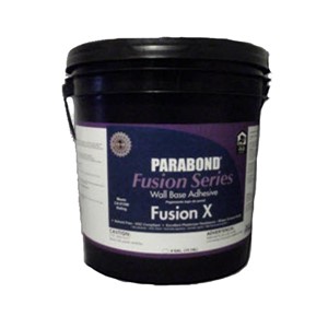 FUSION X Wall Base Adhesive is a premium solventfree adhesive with fast, aggressive wet suction to grip rubber and vinyl wall base. FUSION X can be used over most interior wall surfaces with the exception of vinyl wall covering and other similar non-porous surfaces that prevent the curing of any latex-based adhesive.