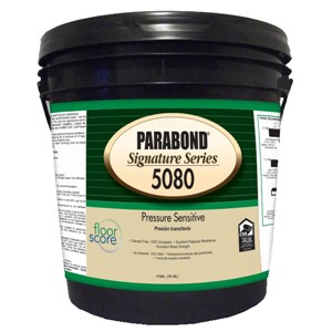 5080 Pressure Sensitive is a premium acrylic emulsion, with excellent performance and environmentally friendly features. 5080 is releasable, non-flammable, non-hazardous and water resistant. It provides a strong, long lasting bond. 5080 is designed for the installation of dimensionally stable vinyl-backed carpet tiles and vinyl tile &amp; vinyl plank in a releasable application. This adhesive can also be used to install cushion to recommended substrates in double glue down applications.