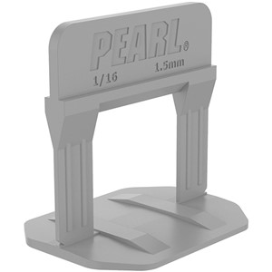 PLS Pearl Leveling System. All-in-One! Level tiles and creates grout joint. Gray leveling clips create a grout size of 1/16&quot; (1.59mm).