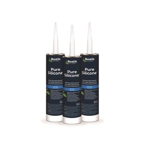 Bostik Pure Silicone Sealant is a specially formulated, neutral cure, 100% silicone sealant for a variety of substrates such as ceramic tile, slate, wood, metal, glass, fiberglass, laminate and plastic. For use as a flexible barrier between horizontal and vertical surfaces or any other changes in plane such as expansion joints in non-traffic areas, fixtures, tub surrounds, sinks, toilets, vanities, electrical plumbing penetrations, floors, walls and ceilings. 100% Pure Silicone is designed for use in interior, exterior, intermittent wet and dry installations. 100% Pure Silicone has superior elongation and flexibility for use in change of plane joint applications.