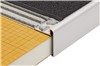 Schluter-RONDEC-STEP is a finishing and edging profile for ceramic tile and dimension stone installations on countertops and stairs. The profile features a trapezoid-perforated anchoring leg, which is secured in the mortar bond coat beneath the tile. The top of the profile features a symmetrically rounded edge with 1/4&quot; (6 mm) radius, which matches the RONDEC profile, while the vertical leg of the profile hides the exposed edge of the subassembly. In addition, the profile effectively protects tiles in the edge area from mechanical and impact stresses. The integrated joint spacer establishes a defined joint cavity between the tile and the profile. RONDEC-STEP is suitable for residential applications, e.g., stairs not exposed to heavy traffic, and countertops. RONDEC-STEP is available in two different vertical leg lengths, 1-1/2&quot; (39 mm) and 2-1/4&quot; (57 mm), to cover the edge of the sub-assembly. The profile is selected according to the appropriate tile (H) and sub-assembly (A) thicknesses.