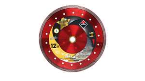 The RED COBRA diamond disc is recommended for cutting all types of ceramic tiles, including of course, porcelain tiles. Additionally, the versatility of the RED COBRA diamond disc allows us to make cuts in a variety of materials, such as marble, granite, as well as other natural stones and even some cutting of vitreous materials. RED COBRA discs from RUBI, are continuous band discs for the best quality in cuts, but in addition, it has a steel core reinforced in the center to reduce vibrations and bending, guaranteeing a more precise cut.