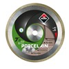 The PORCELAIN diamond blade is particularly recommended for straight cuts in porcelain tiles and especially in those jobs requiring a high cutting speed without sacrificing high levels of performance and quality. Cutting very hard porcelain tiles is a very demanding job, both for the material and for the blade, and of course for the user. For these reasons and because of its CONTINUOUS type, the RUBI PORCELAIN blade sacrifices cutting speed in porcelain tiles in favour of always ensuring the best finishes. Thus, both quality and performance are ensured and straight cuts in porcelain tiles are made considerably easier. By means of laser welding, we have made the joint between the diamond rim and the steel core of the RUBI PORCELAIN blade a guarantee of quality and safety for the user.