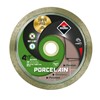 The PORCELAIN diamond blade is particularly recommended for straight cuts in porcelain tiles and especially in those jobs requiring a high cutting speed without sacrificing high levels of performance and quality. Cutting very hard porcelain tiles is a very demanding job, both for the material and for the blade, and of course for the user. For these reasons and because of its CONTINUOUS type, the RUBI PORCELAIN blade sacrifices cutting speed in porcelain tiles in favour of always ensuring the best finishes. Thus, both quality and performance are ensured and straight cuts in porcelain tiles are made considerably easier. By means of laser welding, we have made the joint between the diamond rim and the steel core of the RUBI PORCELAIN blade a guarantee of quality and safety for the user.