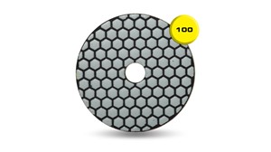 RUBI polishing pads are specially designed to work on dry, natural stone surfaces, especially granite and marble and cured concrete. These polishing pads offer the construction professional excellent finishes on any flat surface and in beveling marble and granite, other natural stones and cured concrete.The RUBI range of polishing pads for dry work consists of different grits: 50, 100, 200, 400, 800, 1500 and 3000. All of them identified and color coded for quick and easy identification. 50 and 100 grit polishing pads are for initial work when a larger grit size is necessary and maximum working speed should not exceed 3,000 rpm.