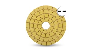 RUBI polishing pads are specially designed for wet work on surfaces of natural stone, especially granite and marble and cured concrete. To complete the range of polishing pads, RUBI includes the BUFF pad, needed for final finishing in polishing work on natural stone and cured concrete. The maximum operating speed of this pad is 4,500 rpm.