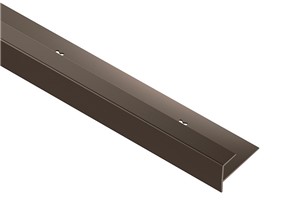 Schluter-VINPRO-STEP is a finishing and edging profile for resilient covering (e.g., LVT) installations on stairs. The top of the profile features a square design and a capping flange that is ribbed to provide slip protection.