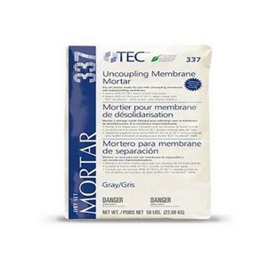 TEC Uncoupling Membrane Mortar is a dry Set LHT mortar specifically designed to Setuncoupling membranes to concrete floors and for Seting tile to the membrane.