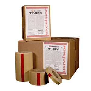 TP-620 is a solvent free, pressure-sensitive tapebased adhesive designed for use with indoor installations of stair treads, risers, stringers and cove fillet sticks. TP-620 is designed specifically to permanently adhere rubber or vinyl products. Being a pressure sensitive tape, the TP-620 can adhere to a variety of substrates, including nonporous substrates, and allows for installations to resume use immediately.