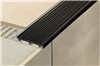Schluter-TREP-SE, Schluter-TREP-S and Schluter-TREP-B are designed to protect tiled stair edges and provide an easily visible, slipresistant wear surface for durable, safe, and visually appealing stair-nosing design. They are suitable for use in areas subjected to heavy foot-traffic, such as offices or public buildings. The profiles feature a trapezoid-perforated anchoring leg made of stainless steel (TREP-SE) or aluminum (TREP-S and TREP-B), which is secured in the mortar bond coat beneath the tile and supports a slip-resistant thermoplastic rubber wear surface. The tread surface of TREP-SE/-S/-B is available in a variety of colors and can be replaced in case of damage or wear. TREP-B features a 2-1/8&quot; (52 mm)-wide wear surface, allowing the designer to easily produce stairs with the first and last steps marked by a 2&quot; (50 mm)- wide strip in a contrasting color to increase visibility and safety.