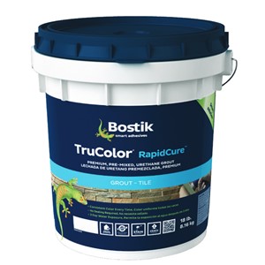 Bostik TruColor RapidCure Premium, Pre-Mixed, Urethane Grout is a patented, water-based, grout offering the ultimate in color accuracy, water resistance, and stain and crack protection. This breakthrough formulation installs up to 50% faster than traditional grouts, and never needs to be sealed. Its perfect balance of flexibility and toughness enables it to exhibit unmatched performance. Unlike other grouts that contain loose color pigments which can cause staining or be washed away during the installation process, TruColor RapidCure quartz aggregate is color coated to ensure perfect color consistency every time you install. TruColor RapidCure contains Bostik&#39;s Blockade antimicrobial protection, which inhibits the growth of bacteria, mold, or mildew on the surface of the dried grout and enables it to resist stains caused by mold. TruColor RapidCure is approved for intermittent water exposure after only 3 days of cure and full water submersion after 7 days of cure (see typical working properties chart for details).