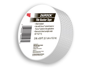USG Durock Brand Interior and Exterior Tapes are specially designed to reinforce the joints and corners of USG tile backerboard panels. The 2&quot; USG Durock Interior Tape is used to reinforce corners and joints of USG tile backerboard panels. USG Durock Exterior Tape is 4&quot; wide, and it is the required product for completely covering and reinforcing corners and joints of USG Durock Cement Board when used as an exterior substrate. USG Durock Interior and Exterior Tapes are made of alkali-resistant glass-fiber mesh to provide a strong, long-lasting joint.