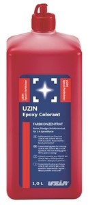 Red, liquid color concentrate for adding color to solvent and water free, 2-component epoxy resins.