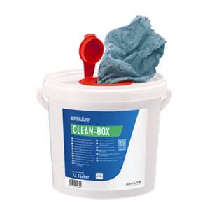 Moist cleaning cloths for gentle removal of adhesive residues on smooth wear surfaces such as prefinished wood flooring. Works well for cleaning of hands and tools.