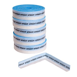 Self-adhesive polyethelene expansion strips used when pouring leveling compounds. Suitable for mechanical separation between floor and wall, installed prior to the application of leveling compounds.