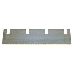 Serrated blade for Duro floor stripper. Used for removing flooring with flet or fleece backing. The serrated edges create a sawing action which helps with difficult to remove flooring.