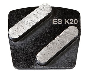 Ninja segment suitable for monodisc grinding machines up to 1500 RPM. The ES K20 segment is used for light gridning and profiling on soft concrete.