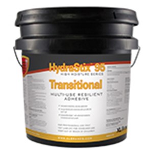 HydraStix 95 Transitional is a high-strength, high-shear adhesive for installing multiple types of dimensionally stable floor coverings such as vinyl tiles &amp; plank, solid vinyl tile, cork, non-pvc backed carpet tile, and vinyl sheet flooring over porous and non-porous substrates. Multi-use Transitional offers superior initial tack that transitions to a firmer bond, with fast dry time and ease of application. This unique adhesive has outstanding water resistance and high shear strength for demanding installations such as hospitals, schools, nursing homes, hospitality, and food preparation centers.