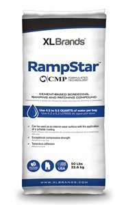 RampStar is an interior, quick-setting underlayment with excellent workability that makes screeding, ramping or patching fast and easy. RampStar can be used over concrete, terrazzo, ceramic or quarry tile, epoxy coatings, non-water-soluble adhesive residue and approved wood subfloors. Installation of common floor coverings using water-based adhesives can proceed as soon as RampStar is hard enough to work on without damaging the surface. Moisture sensitive adhesives can proceed after 16 hours of application.