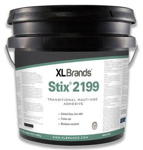Stix 2199 is a solvent-free transitional adhesive that installs like a PSA. Approved over bare concrete substrates with up to 99% RH for flooring installed on or above grade (per current ASTM F2170), and pH of 12.0 or less. Limitations Note: For Vinyl PVC modular carpet tile, RH is limited to 95%, per current ASTM F2170 and pH of 10.0 or less. For sheet vinyl, RH is limited to 90%, per current ASTM F2170.